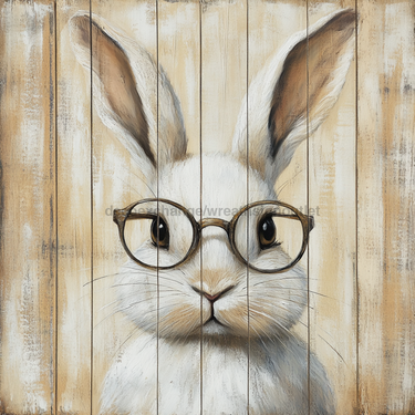 Easter Sign, Bunny in Glasses,, DCO-12675, Sign For Wreath, 10x10